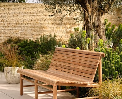 Station Bench Double Teak, Natural