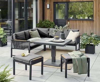 Norfolk Collection Bellmount Rope Mini Corner Set with Gas Height Adjustable Table
