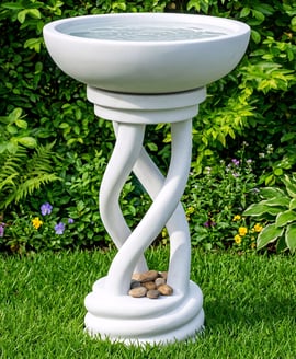 Spiral Bird Bath in White