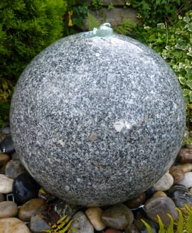 Grey Polished Granite Sphere Water Feature