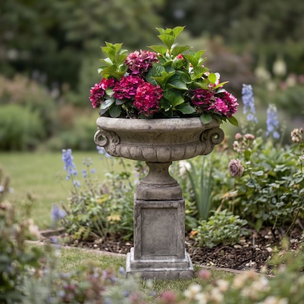 Edwardian Stone Garden Tazza with wide planting bowl