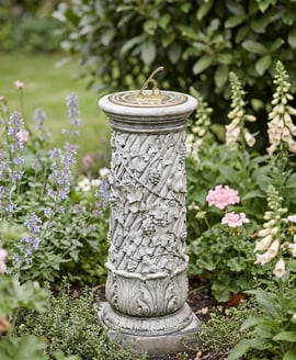 Brass Sundial on Vine Stone Garden Pedestal