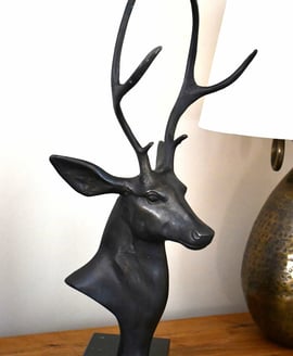 Stags Head On Marble Base Ornament