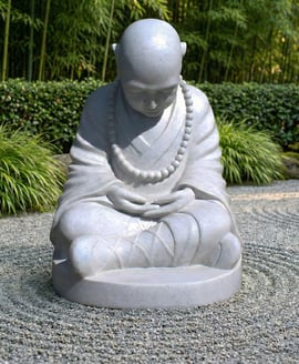 Large Meditating Monk Garden Ornament in Granite