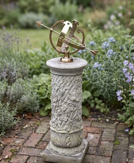 Medium Armillary on Vine Stone Garden Pedestal