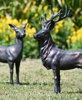 Deer Elegant Small Set Metal Garden Ornament – Aged Verde