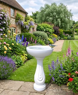 Ripple Bird Bath in White