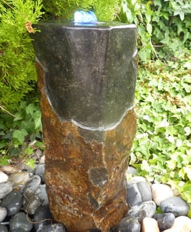 Small Polished Basalt Column Water Feature with Plinth