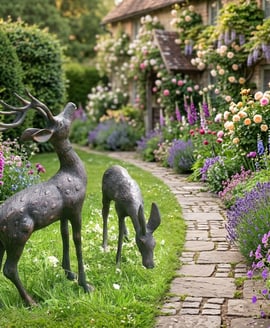 Stag and Doe Garden Sculptures Small